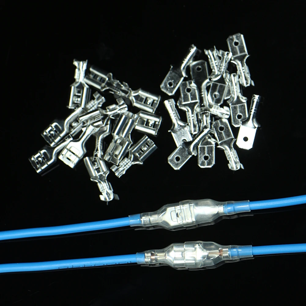 

200pcs6.3mm with Cable Connector Terminals Electrical Crimp Terminal6.3mm Automatic Blade Connector Kit