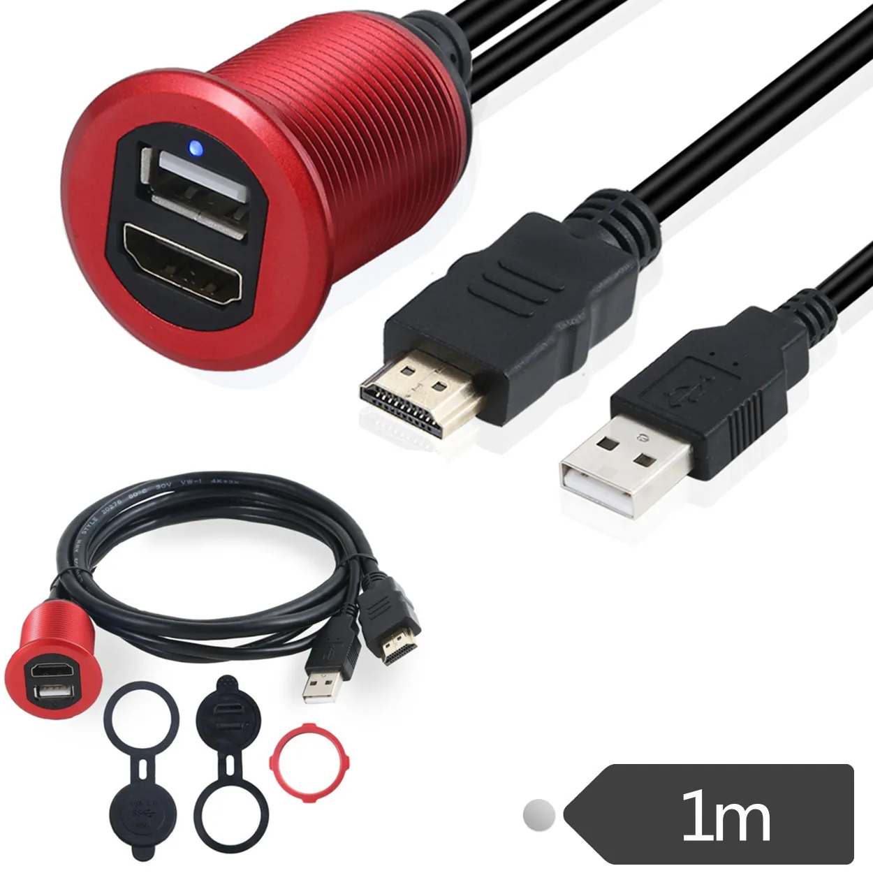 Автомобильная лодка Dash заподлицо USB мужчина к женскому+ HDMI мужчина к женскому 4k* 2k 60HZ свинцовый Удлинительный кабель жила монтажная панель 1 м