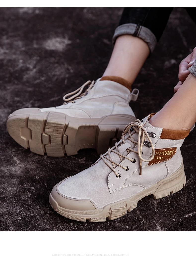 Autumn Winter Leather Men Boots Men's Casual Desert Boots Outdoor Comfortable Booties Men Lace Up Martin Boots