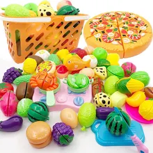 Juguetes educativos clásicos para niños, casa de juguete para cortar frutas, verduras, plástico, comida, cocina, 53 unids/lote