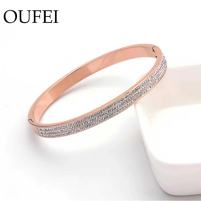 Crystal Bracelet For Woman Stainless Steel Rose Gold Simple Stylish New 2019 Wholesale Jewelry | Украшения и аксессуары