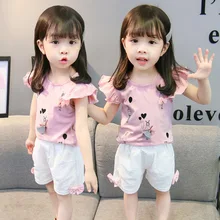 

Summer Toddler Girl Clothing Sets Girls Fashion Cartoon Tshirts & Shorts 2Pcs Teen Kid Baby Clothes Suit 1-4 Years Shirt Set