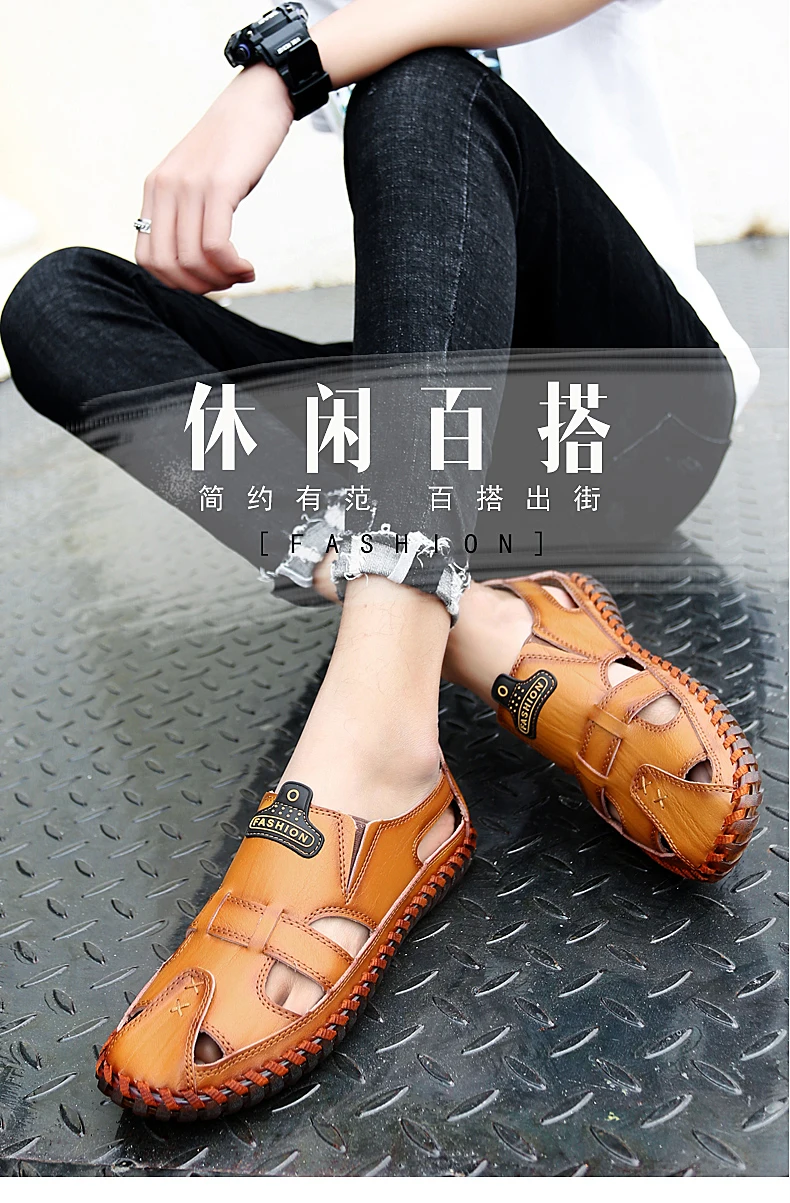 Г. Новые качественные мужские сандалии из натуральной кожи уличные летние Вьетнамки, повседневная обувь мужские пляжные сандалии, мужская обувь большой размер 39-48