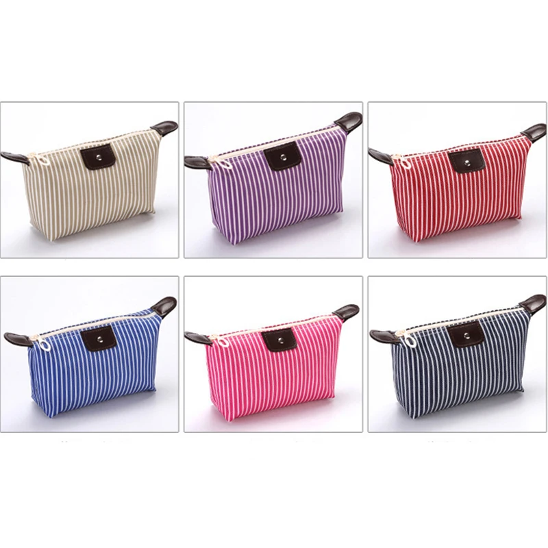 

HZB-01 make up bag Fashion new Oxford Striped travel kit Zipper pouch korean toiletry kit Striped small cosmetic bag