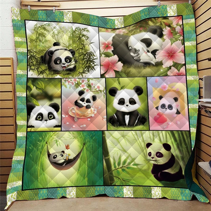 Summer-Panda-Quilt-Kids-Back-To-School-Adults-Bed-Sofa-Warm-Thin-Blanket-Cotton-King-Size