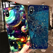 USLION Espace Lune Étoile Téléphone étui pour iPhone 11 X XR Xs Max 11 Pro Soft TPU Planète Étoilé Couverture Arrière Pour iPhone 6 6s 7 8 Plus SE(China)