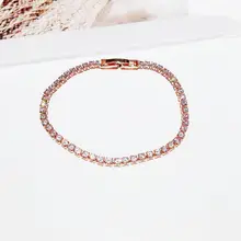 Изысканный Блестящий Однорядный кубический циркон браслет для женщин розовое золото цвет с кристальными подвесками