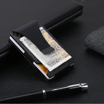 

Portable Men Stainless Steel Elastic Band Slim Money Clip Fashion Wallet Carbon Fiber Credit Card Holder Money Cash Storage Clip
