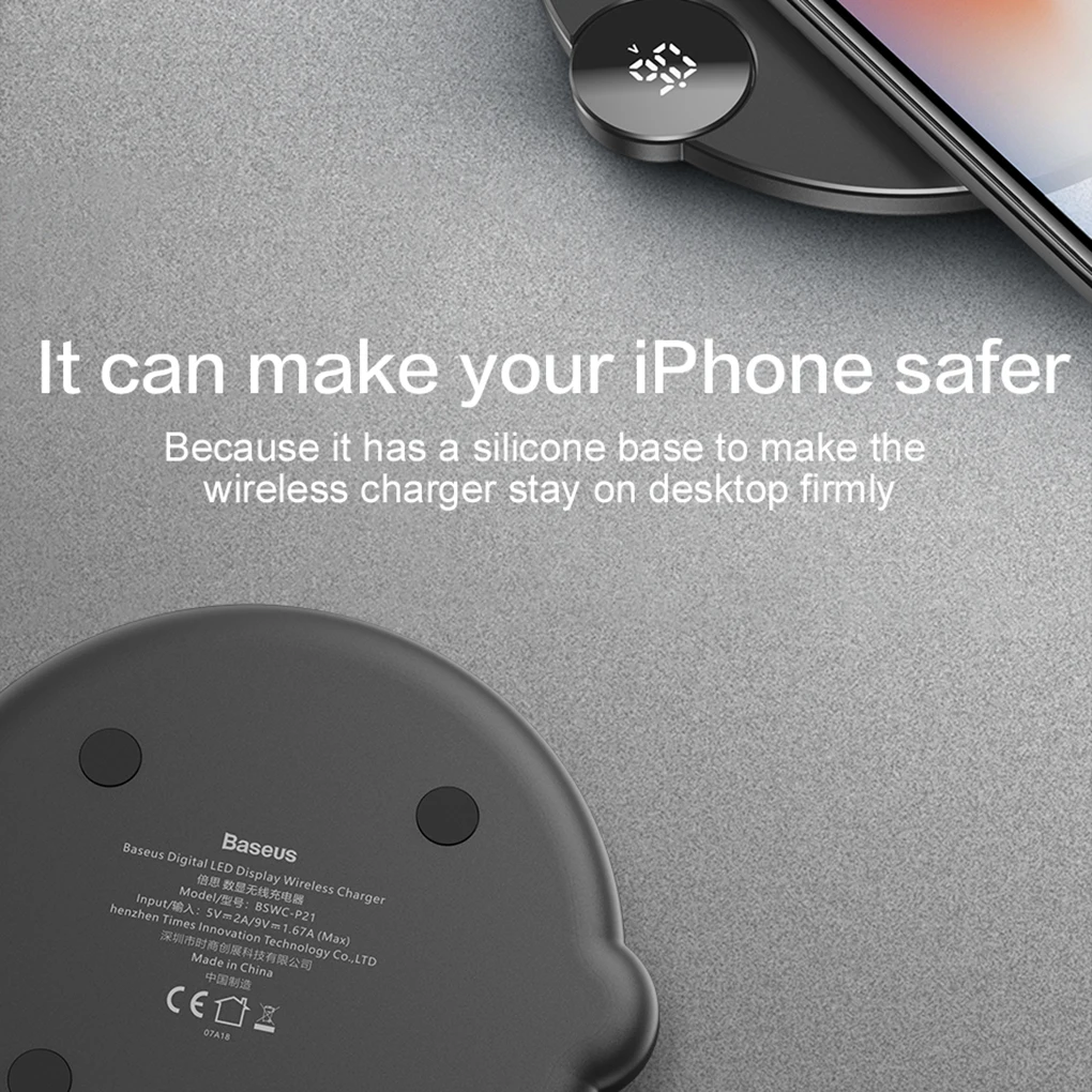 Замена для iPhone/Android светодиодный дисплей Беспроводное зарядное устройство Настольный смартфон быстрое зарядное устройство Pad