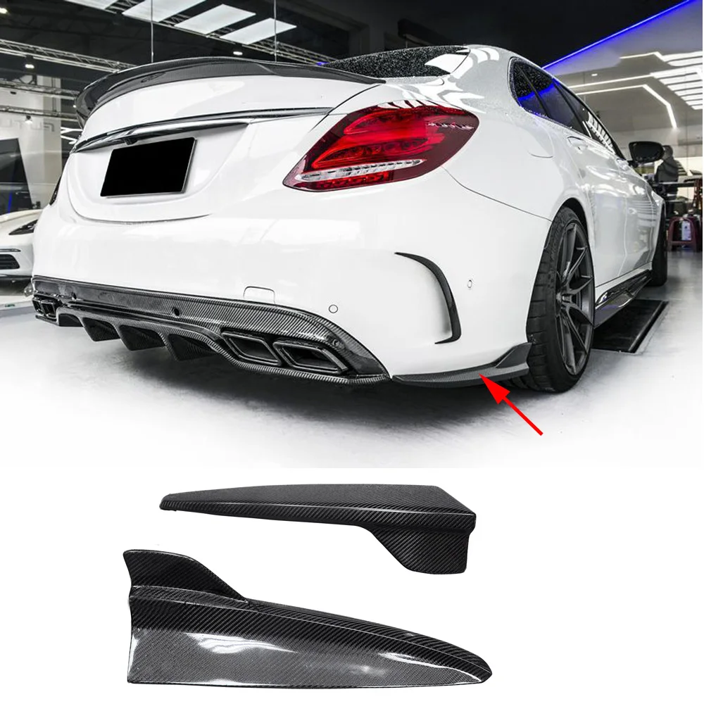 W205 AMG &amp C63 Стайлинг автомобиля настоящая карбоновая задняя плоская боковая юбка