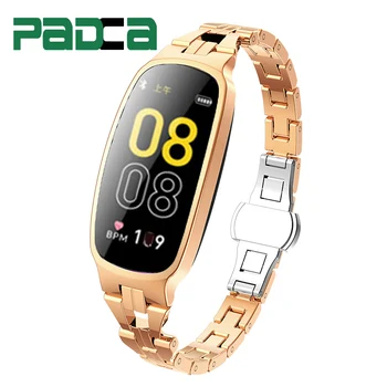 

PADCA Ladies Metal Smart Watch Sport Thermometer Fitness Bracelet watch Android/IOS 2020 Smart Watch for Women Female Smartwatch