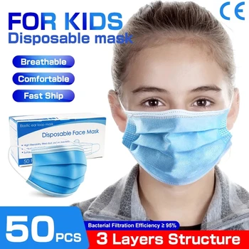 

50/100Pcs disposable non-woven mask blue breathable 3-layer protective dust-proof and anti-infection mask fast transportation