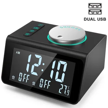 

Hotel room bedside FM radio alarm clock-electronic snooze USB mobile phone charging base clock