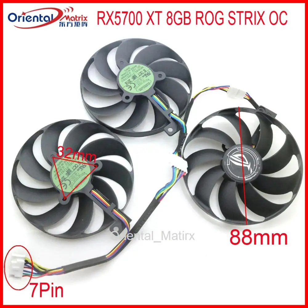 3 шт./лот T129215SU 12V 0.5A 88 мм для ASUS RX5700 XT 8 Гб ROG STRIX OC видеокарта вентилятор