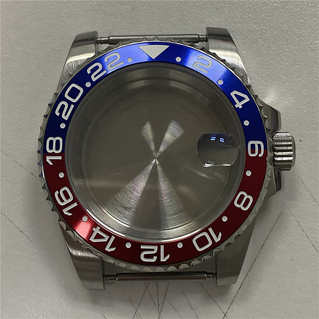 Sapphire Glass Watch Case Dual Color GMT Bezel Magnifying Glass Cover for NH35 Mechanical Movement Repair Parts