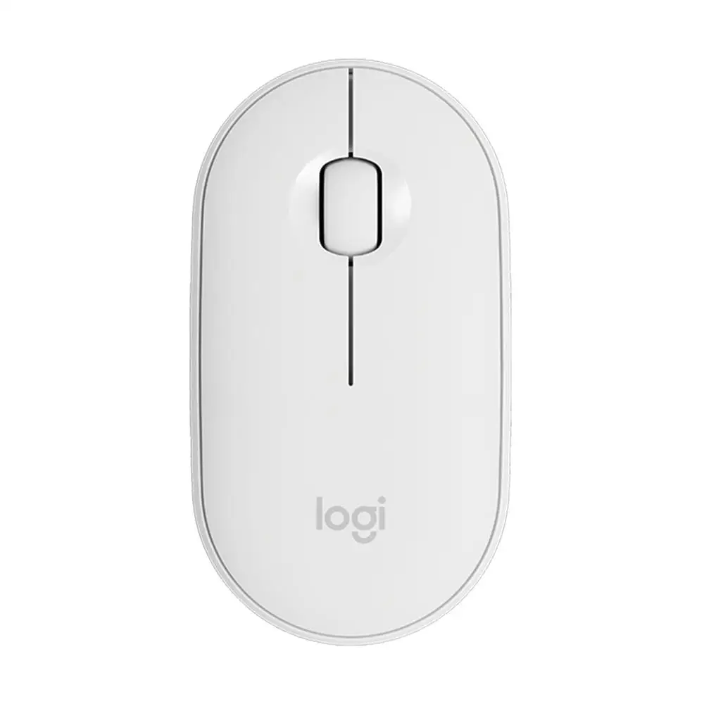 Оригинальная Беспроводная мини-мышь с Bluetooth от компании logitech Pebble, тонкая, 1000 dpi, 100g, высокоточная, оптическая, отслеживающая, Unifying, цветная мышь - Цвет: White
