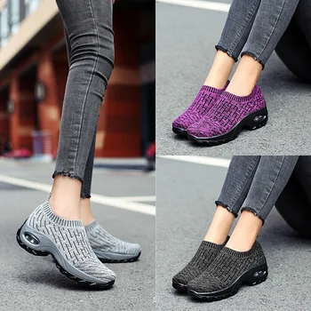 

Loozykit Woman Slip-on Air Cushion Casual Ladies Shoes Woman Breathable Mesh Woman Sneakers Tenis Feminino Jogging Sneaker 2020
