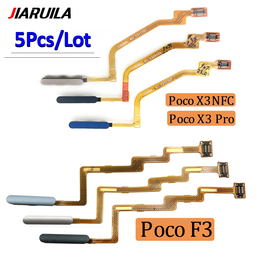 

5Pcs，Original Home Button Fingerprint Menu Return Key Sensor Flex For Xiaomi Poco X3 NFC X3 M4 Pro 4G 5G F3 Fingerprint Scanner