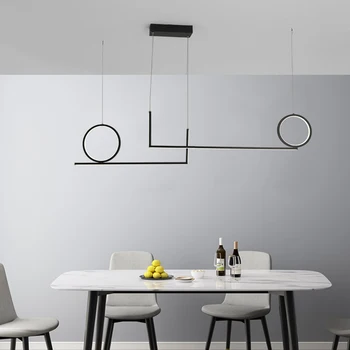 

Minimalist White or Black LED Chandelier For Restaurant Bar Coffee Long Hanging Light Dining Office 26W 52W Modern Pendant Lamp
