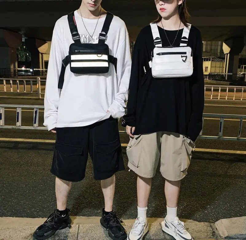 남자에 대 한 100 개/대 가슴 가방 반사 Streetwear 힙합 가슴 장비 가방 패션 Uni전술 직사각형 여행 가슴 가방