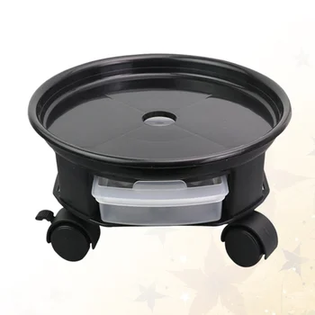 

30cm Round Flower Pot Trays Removable Universal Bottom Wheel Foundation Plant Flower Pot Base with Storage Drawer for Home (Blac