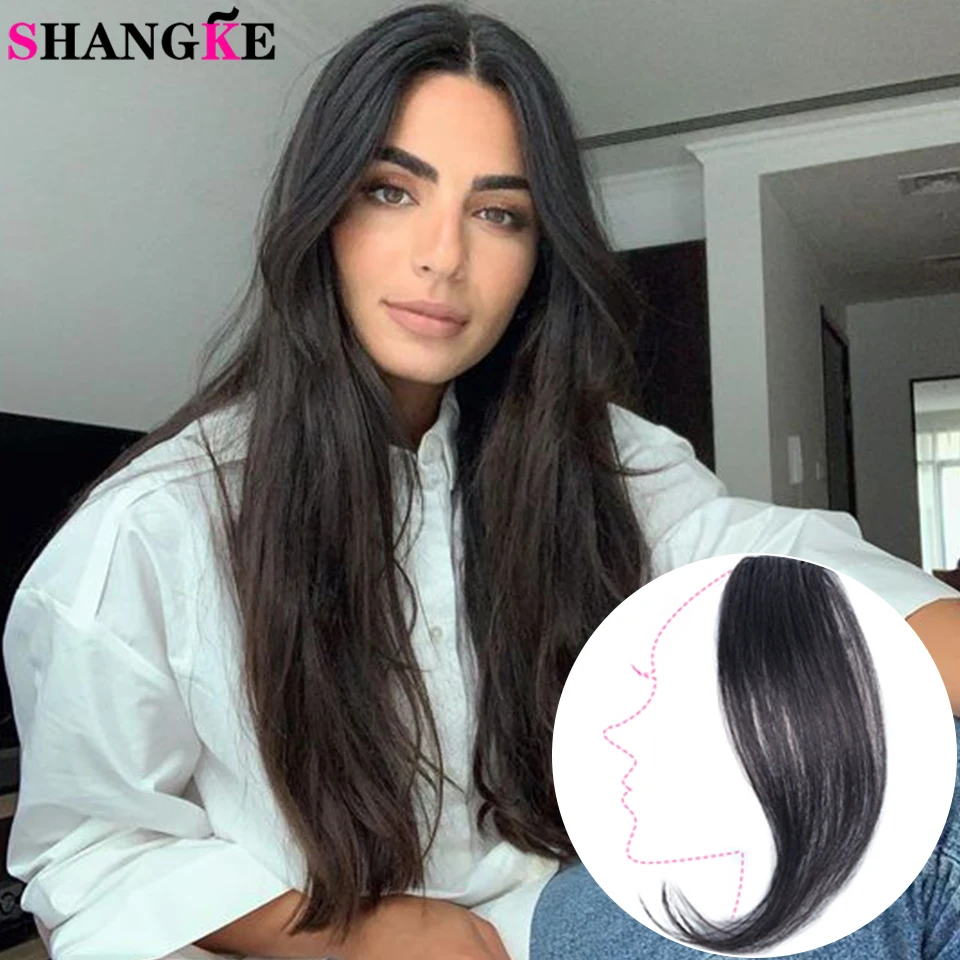 SHANGKE Women's Bangs Human Hair Bangs Clip In Side Fringe Black Brown  Natural Hair Extensions Front Hair Accessories - AliExpress Hair Extensions  & Wigs