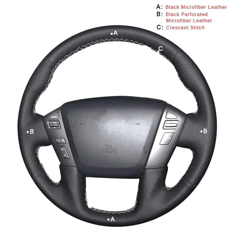 Microfiber Leather Авто оплетка на рулевом колесе Крышка для Nissan Patrol аксессуары для интерьера DIY автомобильные оплетки Чехлы автостайлинг Прошитые вручную - Название цвета: Microfiber Leather