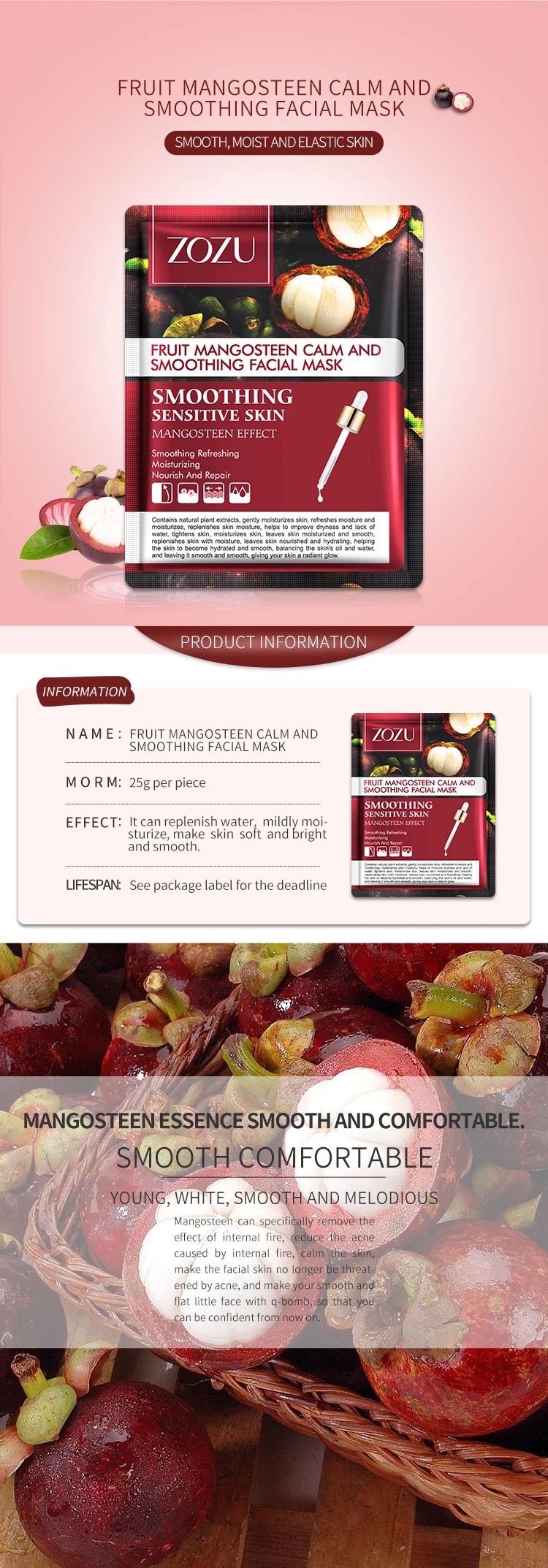 Private Label Wholesale ZOZU Fruit Mango pineapple pitaya mangosteen Natural organic Moisturizing Nourishing face mask