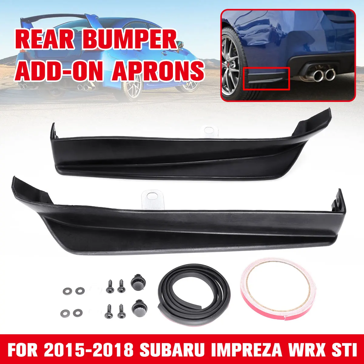 Left+Right Car Rear Bumper Splitter Lip Diffuser Guard Cap Add On