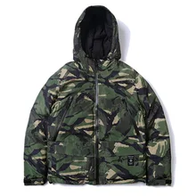 Тренч Зима камуфляж с капюшоном оснастки пальто куртка мужской прилива корейской версии тренда мужской хлопковой куртки пальто мужчин