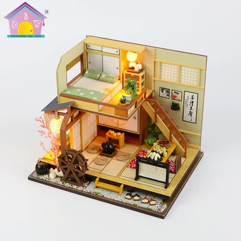 

Sushi Japan Loft House Furniture Diy Miniature 3D Wooden Miniaturas Dollhouse Toys for Children Birthday Gifts Casa Diary M34