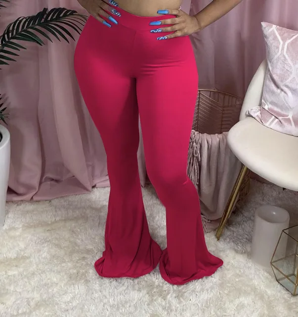 Adogirl XS-2XL Solid Women Cotton Flare Pants Women 2020 Autumn High Waist Skinny Big Bell Bottom Trousers Foot Cut Pants red pants