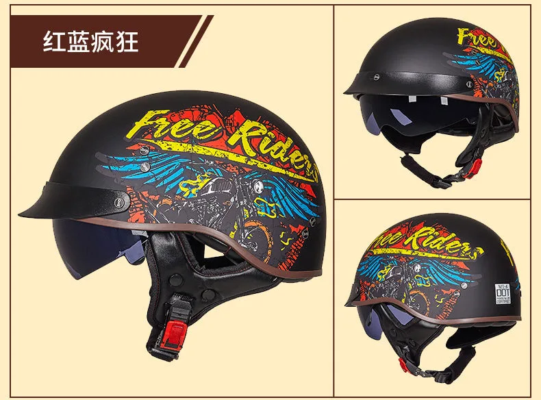 GXT мотоциклетный шлем Ретро Винтаж Casco Motos шлем с открытым лицом скутер мотоциклетный гоночный шлем для верховой езды с DOT сертификация - Цвет: Colour 1