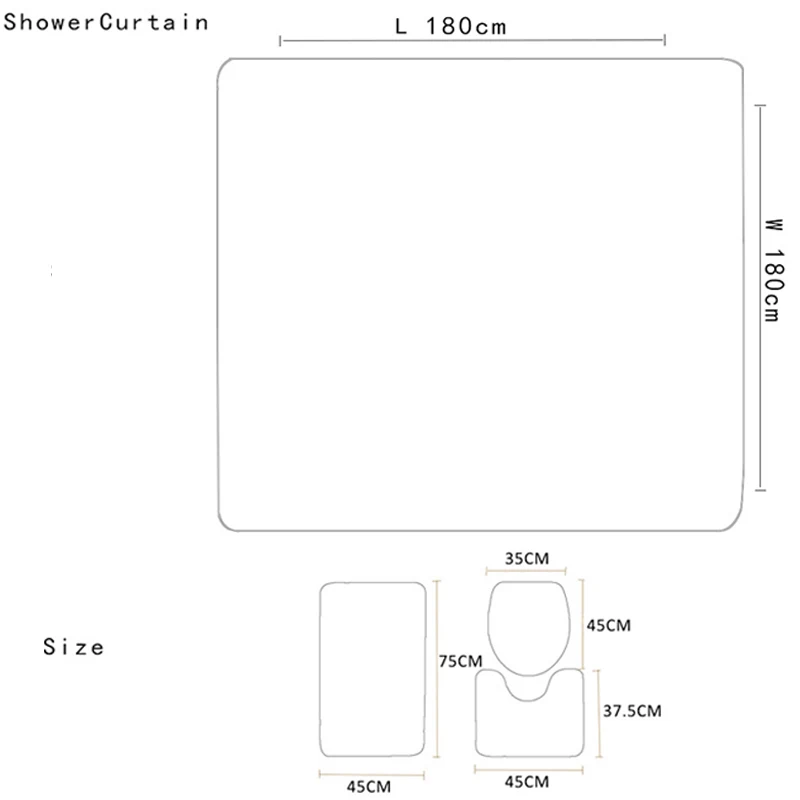 4 шт. Нескользящие коврики для ванной комнаты из полиэстера|Шторы душа| |
