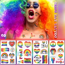 1 лист LGBT Pride Day временная татуировка наклейка радужный узор Love is Love вспышка Водонепроницаемый модный боди-арт для мужчин, женщин и детей