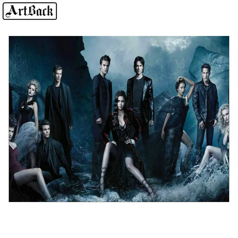 Полноразмерная Алмазная картина Дневники вампира 5d круглая мозаика рисунок по