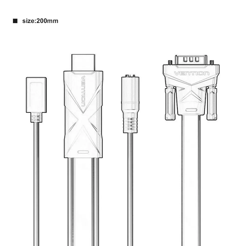 Vention HDMI к VGA конвертер кабель с 3,5 мм аудио адаптер HDMI VGA с питанием 1080P для Xbox 360 PS3 ноутбука тв к проектору