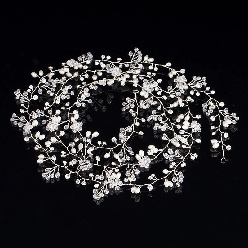 Hair Accessory Hair Headdress Bridal Headwear Hair Band Crown Jewelry Accessories Brial Hair Jewelry Crown Headpiece Pearl Crystal Leaf Bride Tiaras Wedding Vine Hair Accessories Headdress Headbands Hairdress