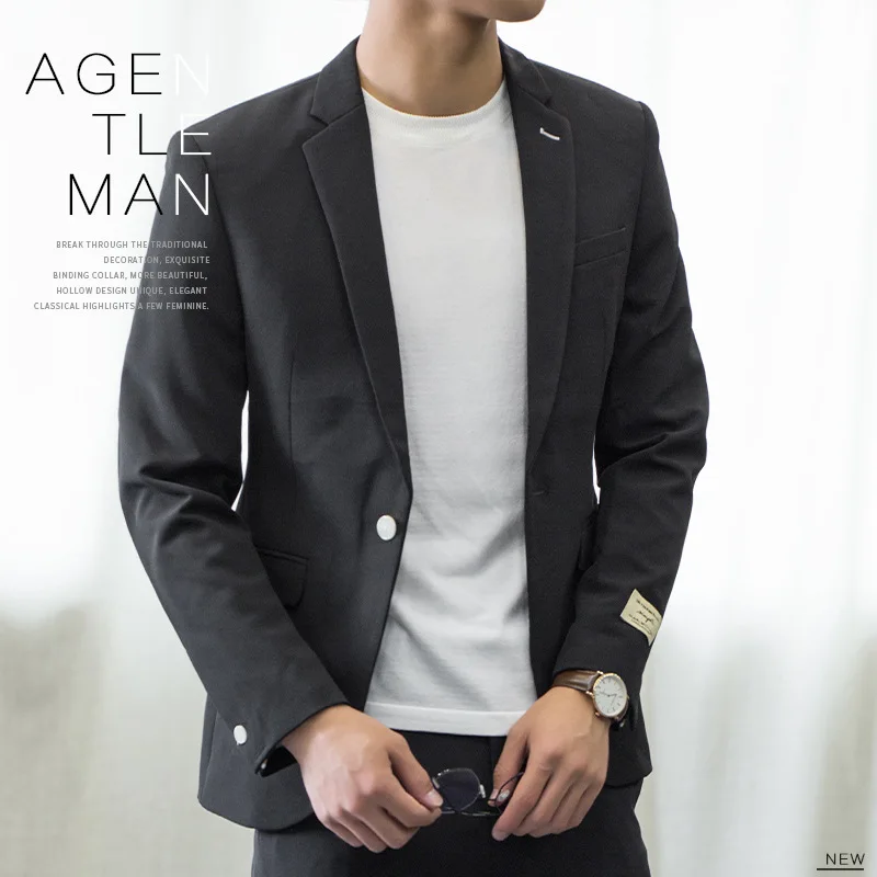 Zogaa 2019 New Japanese Style Slim Suits Men's Slim Narrow Collar Casual Blazers 2 Coloer 6 Size Simple Fashion Male Suits