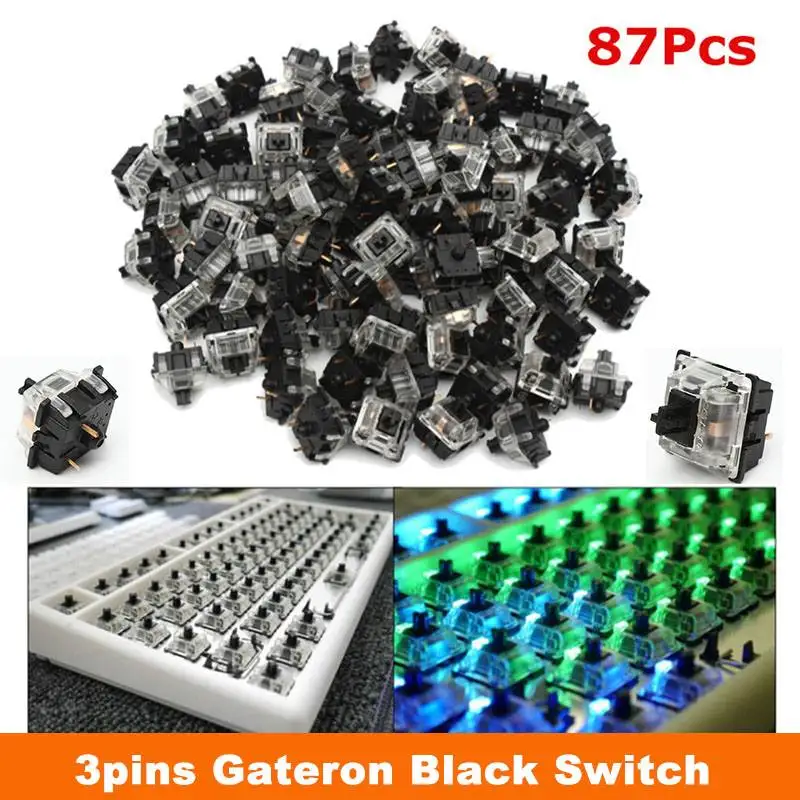 Переключатель Gateron 3pin 87 шт. набор DIP серии RGB черные переключатели для OEM