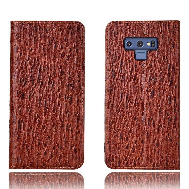 

Ostrich Pattern Genuine Leather Ultra Thin Card Slot Case For Samsung Galaxy Note 9/Samsung Galaxy Note 8 Magnetic Case Coque