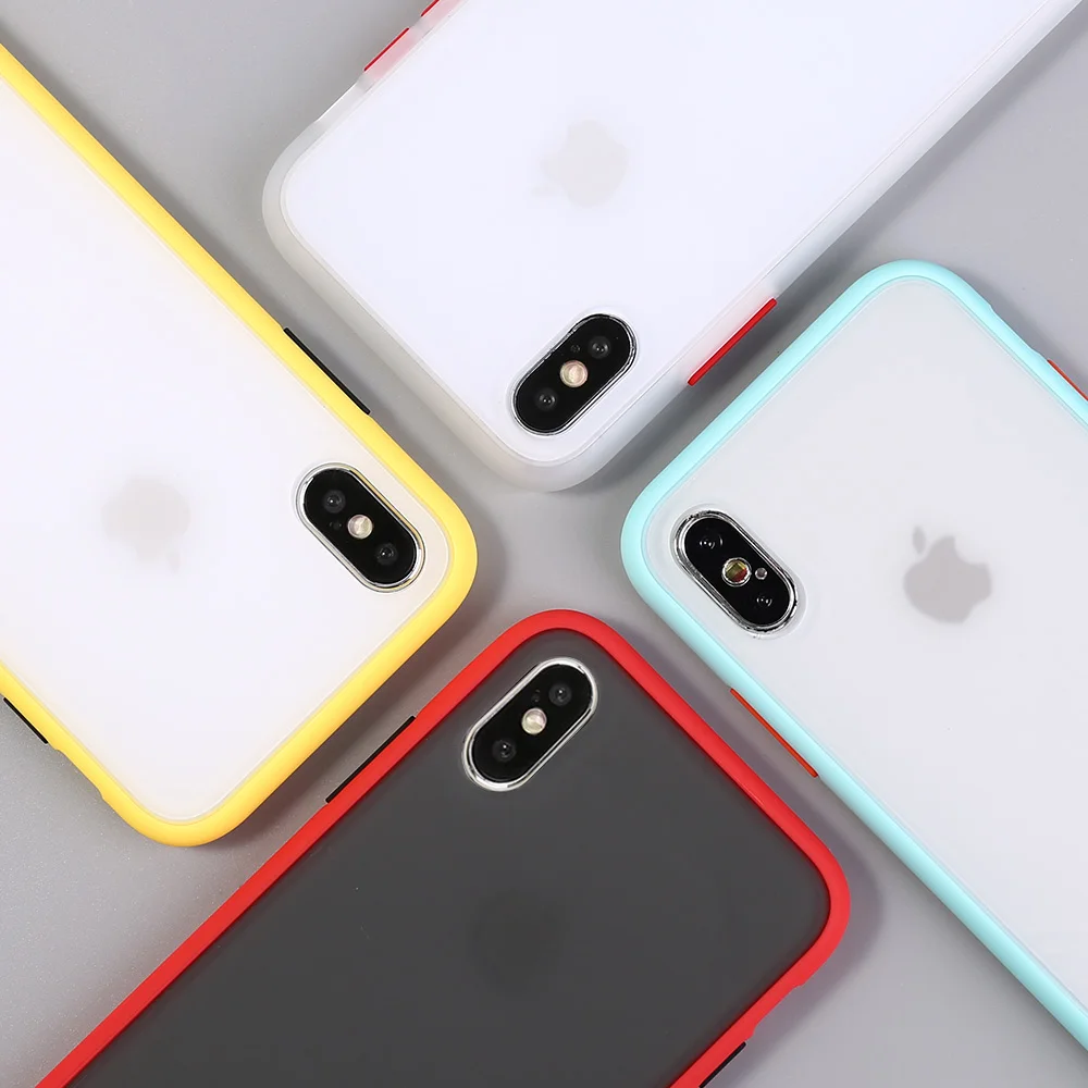 

Silicone Frame Phone Case For iPhone 11 XR XS Max X 8 7 6 6S Plus Matte Transparent Protection Back Cover For iPhone 11Pro Max