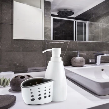 

Two-In-One Dispenser and Storage Box Multi-function Liquid Detergent Container Sponge Drainboard Soap Holder Rack