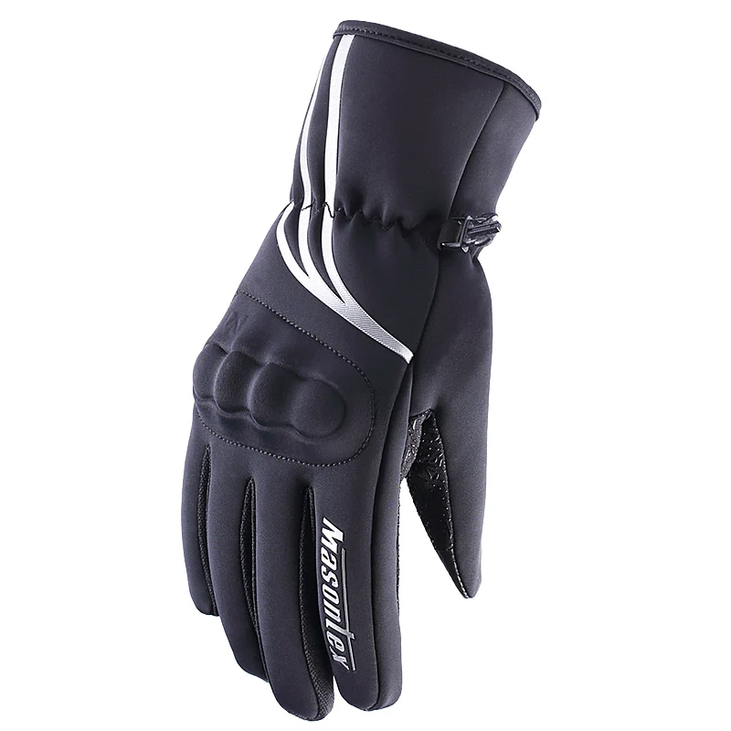 MASONTEX зимние мотоциклетные перчатки теплые ветрозащитные водонепроницаемые перчатки для езды на мотоцикле с сенсорным экраном перчатки для велоспорта - Цвет: Silver