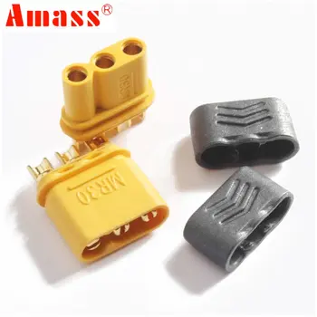 

100Pairs Amass MR30 Plug Male and Female 2mm golden Plated Bullet Connectors with Lock Protective Sleeve for Controller/Motor