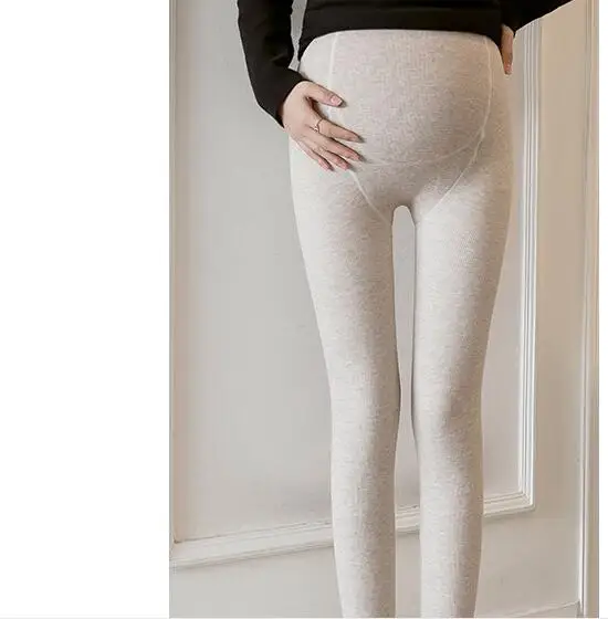 Новые зимние вельветовые утепленные штаны для беременных, тонкие леггинсы с эффектом пуш-ап, модные белые Леггинсы для беременных, облегающие теплые брюки-карандаш - Цвет: Бежевый