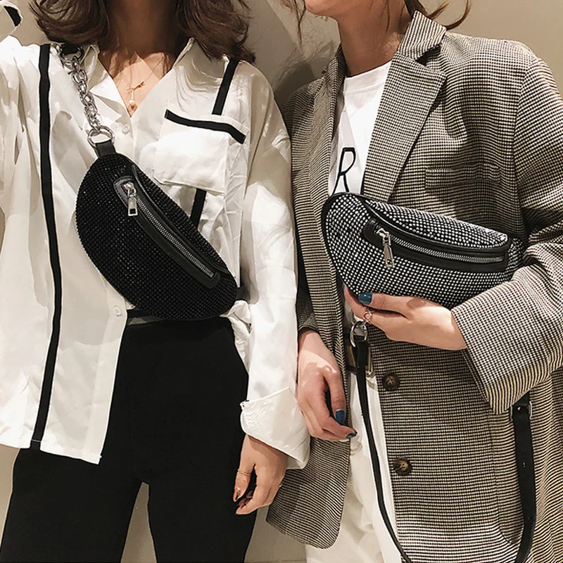 2021 новые женские поясные сумки бриллиантами женская сумка Fanny Pack моды нагрудная