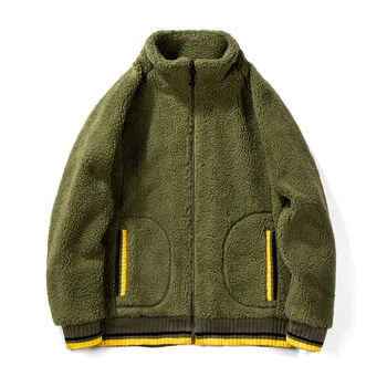 

Loose large lambhair coat men's 2019 autumn winter cardigan lambhair sweater warm men