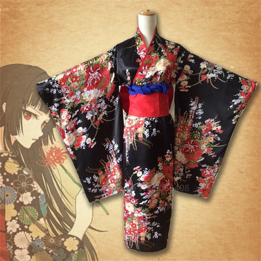 Японское традиционное платье кимоно костюм для косплея из аниме Hell Girl винтажный