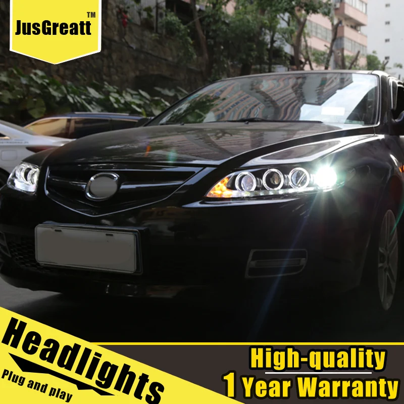 Пара для mazda 6 светодиодный фары 2003- mazda 6 HID фары биксеноновые фары противотуманные дневные ходовые огни динамический поворот